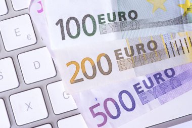 Ein Bilgisayar ve Euro Geldscheine