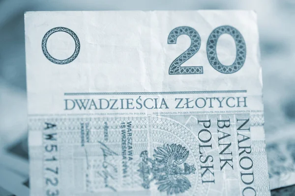 Detailní Záběr Polských Zlotých Bankovek Pozadí — Stock fotografie