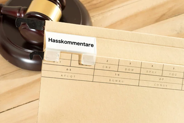 Document Folder Tag Hate Comments Inscription German — Stock Photo, Image