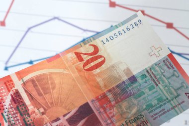 Bir çizelge ve İsviçre Frangı banknotu.