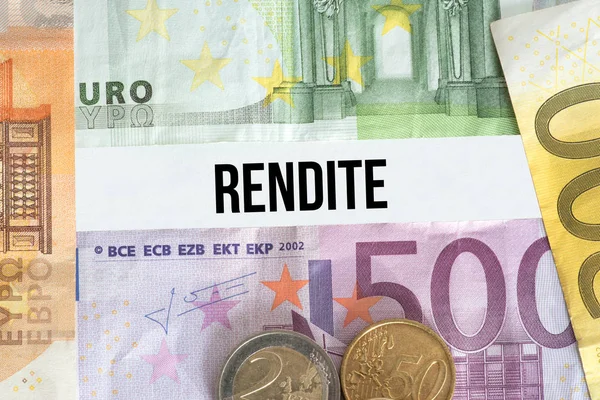 Primo Piano Delle Banconote Euro Con Iscrizione Affitto Tedesco Sfondo — Foto Stock
