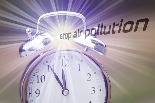 Wecker Und Slogan Stoppen Luftverschmutzung — Stockfoto