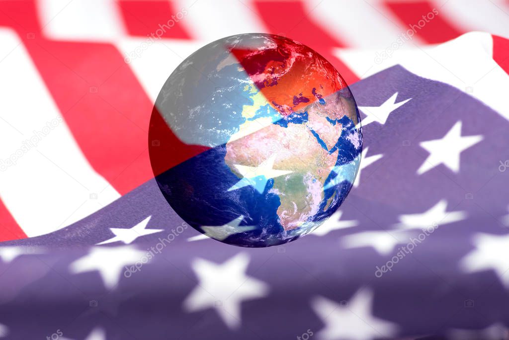 Flag of USA and the globe