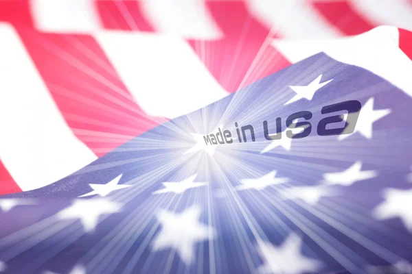 Flagga Amerika Och Slogan Made Usa — Stockfoto