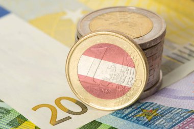 Avusturya 'nın Euro banknotları, paraları ve bayrağı