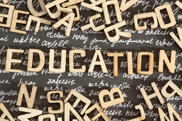 The word education made from wooden letters