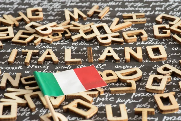 Bandiera Dell Italia Parola Italiano — Foto Stock