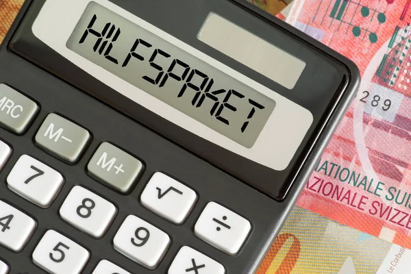 Dinheiro Francos Suíços Calculadora Pacote Ajuda Para Suíça — Fotografia de Stock