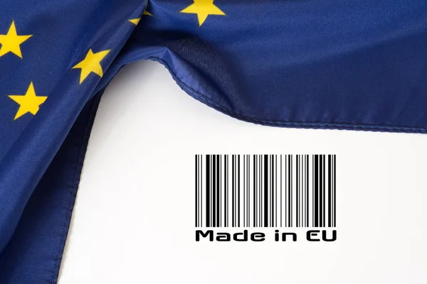 European Union flag barcode and slogan Made in EU