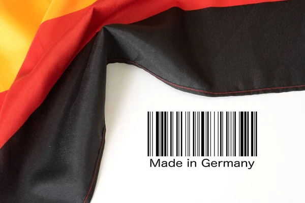 Vlajka Německa Čárový Kód Slogan Made Germany — Stock fotografie