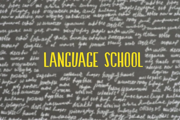 Background with different words and reference to a language school