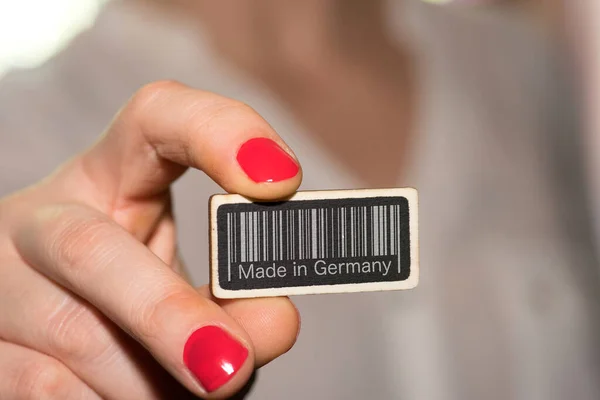 Woman Sign Barcode Slogan Made Germany — Stock Photo, Image