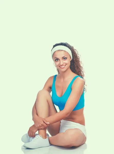 Retrato de una hermosa joven haciendo ejercicio de yoga —  Fotos de Stock