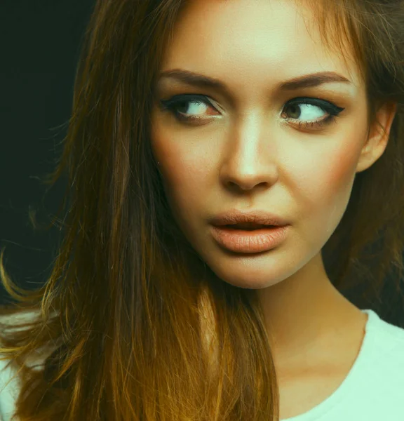 Portrait of a beautiful woman , isolated on black background — Stock Photo, Image