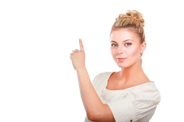 Portrait of a confident young woman standing isolated on white background — Stock Photo, Image