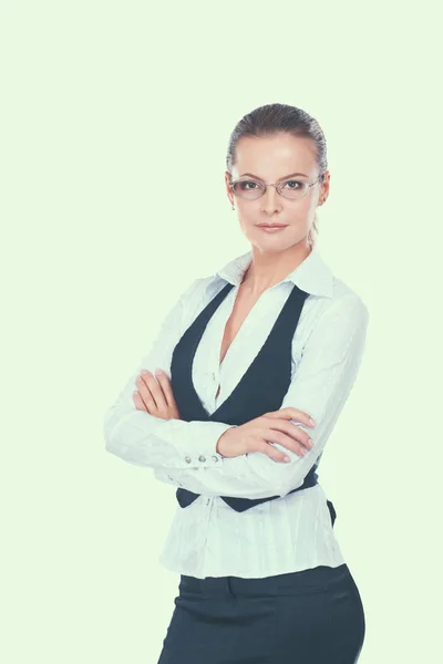 Jonge vrouw permanent in office — Stockfoto