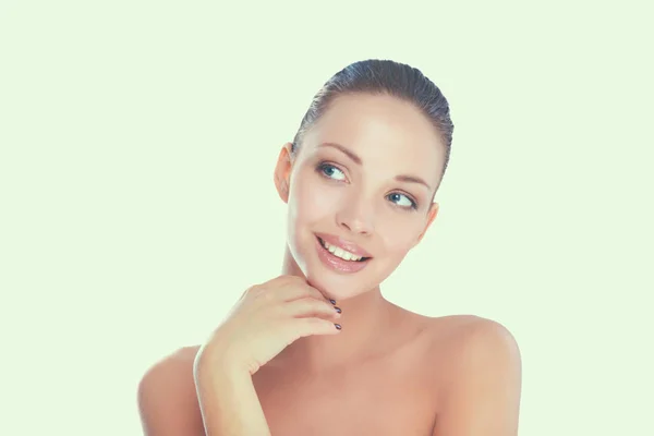 Retrato de mulher bonita, isolado no fundo branco — Fotografia de Stock