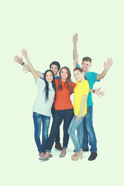 Grupo de estudiantes felices. Aislado sobre fondo blanco —  Fotos de Stock