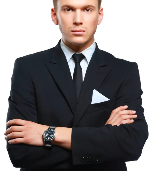 Porträtt av en ung chef i kostym — Stockfoto