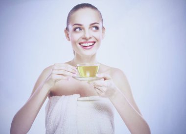 Güzel kız makyaj, gençlik ve cilt bakım kavramı ile