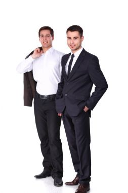 tokalaşırken, beyaz zemin üzerine izole iş adamları