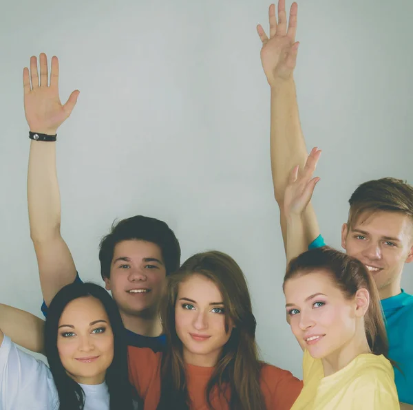 Grupo de estudiantes felices. Aislado sobre fondo blanco . —  Fotos de Stock