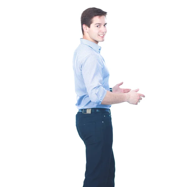 Retrato de joven aislado sobre fondo blanco — Foto de Stock