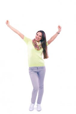 Ayakta duran genç bir kadının portresi