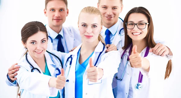 Portrait of doctors team showing thumbs up — Stock Photo, Image