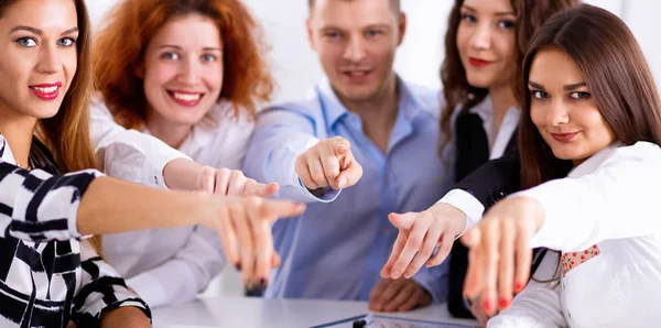 Business people group team point finger at you — Stock Photo, Image