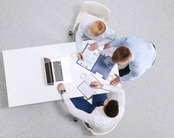 Empresários apertando as mãos - topview  . — Fotografia de Stock