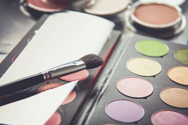 Make up colorful eyeshadows such as fashion background — Stock Photo, Image