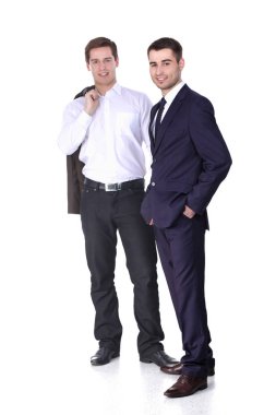 Tam uzunlukta iki işadamları birlikte ayakta portresi