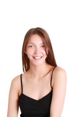 Beyaz arka planda güzel bir kadının portresi