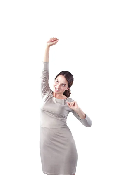 Young beautiful woman standing on white bckground — Stock Photo, Image