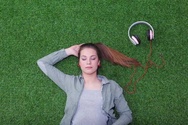 Mulher a ouvir a música. Mulher. . — Fotografia de Stock