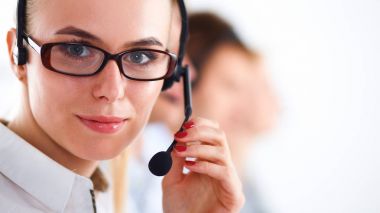 Çağrı merkezindeki çekici genç iş adamları ve meslektaşları