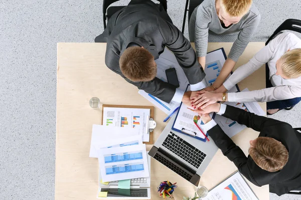 Business team with hands together - teamwork concepts, isolated. Business team — Stock Photo, Image