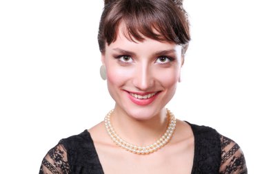 Güzel kadın, beyaz arka plan üzerinde izole portresi. güzel kadın