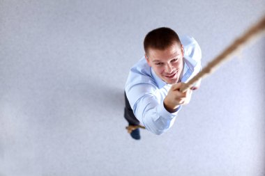 İş adamları takım noktası parmak, ofiste grup. İş adamları