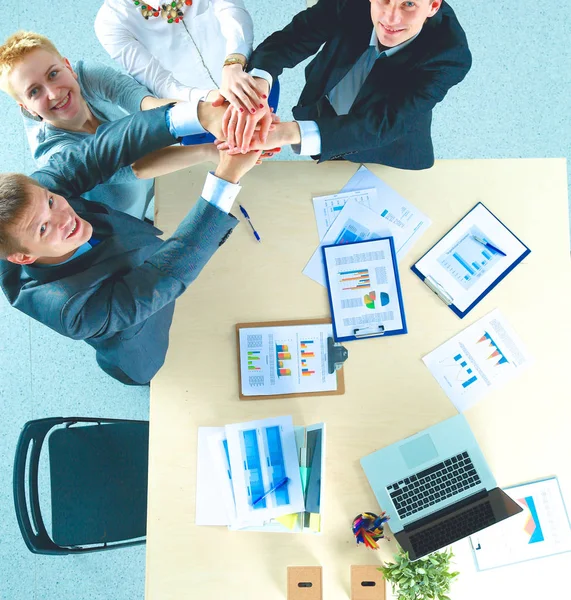 Business team with hands together - teamwork concepts — Stock Photo, Image