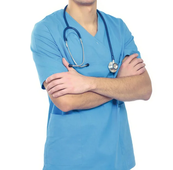 Happy afro man doctor portrait with arms crossed — Stock Photo, Image