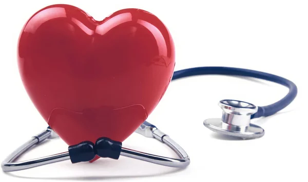 Red heart and a stethoscope — Stock Photo, Image