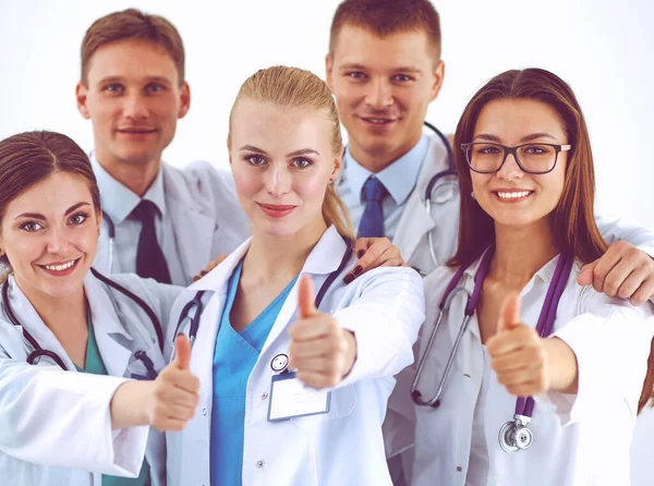 Portrait of doctors team showing thumbs up — Stock Photo, Image