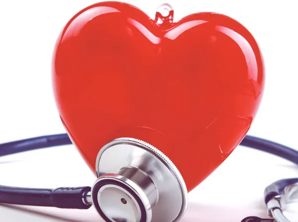 Red heart and a stethoscope — Stock Photo, Image