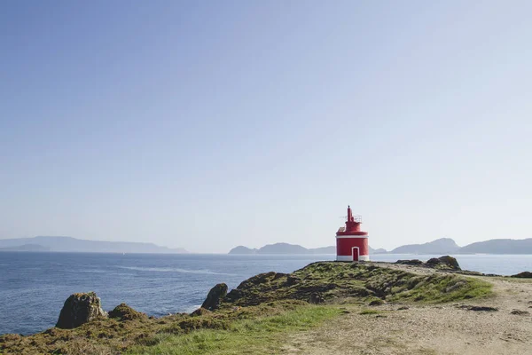 Красный Маяк Home Cape Понтеведра Галисия Испания — стоковое фото