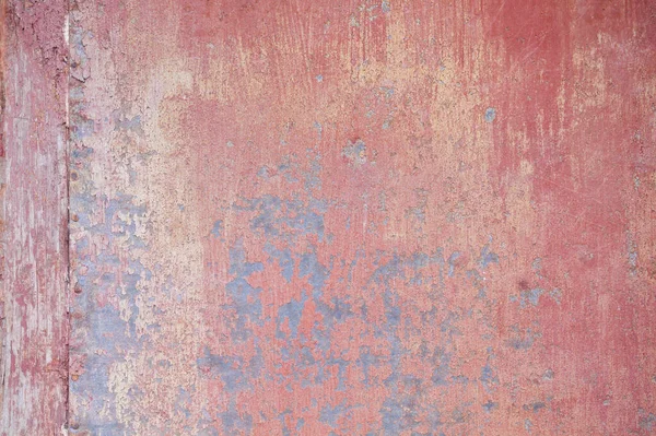 旧红色金属墙背景或纹理的细节 — 图库照片