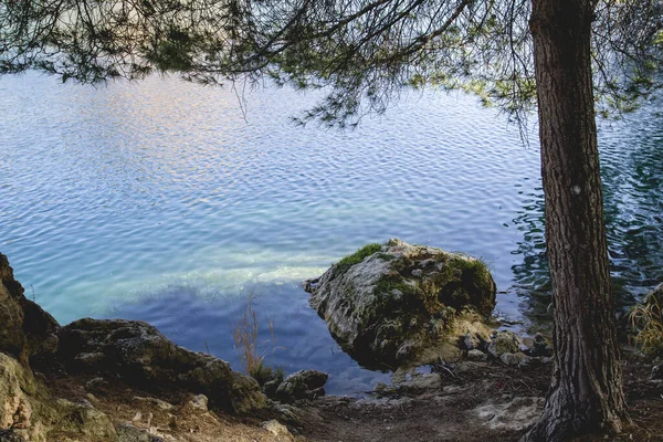 Niebieska Turkusowa Woda Lagunas Ruidera Hiszpania — Zdjęcie stockowe