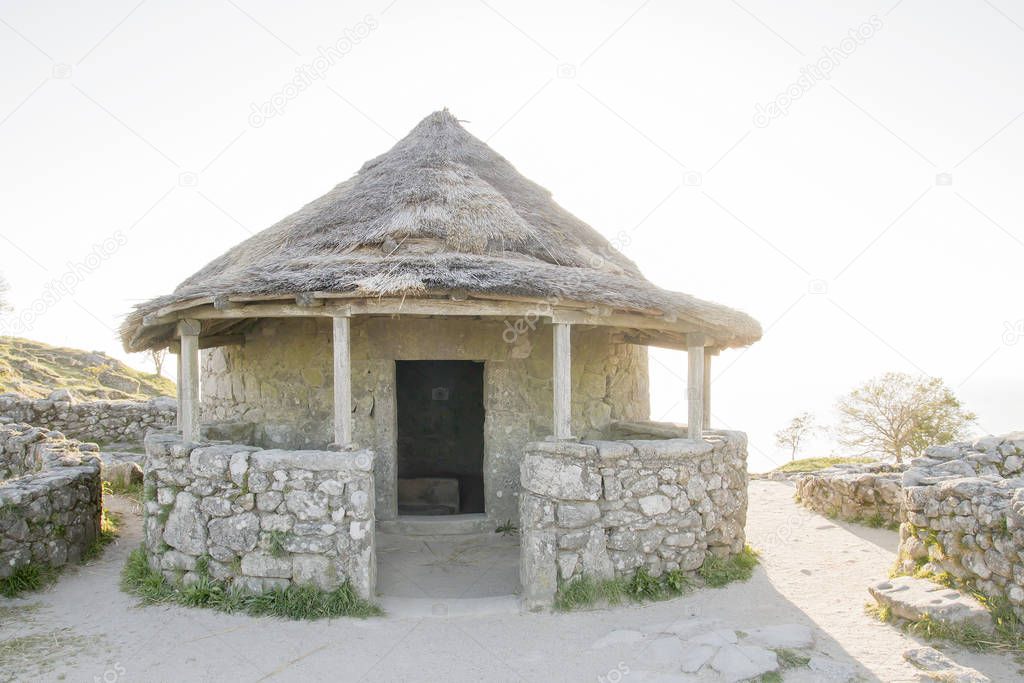 Reconstruction of ancient celtic house in Castro de Santa Trega,
