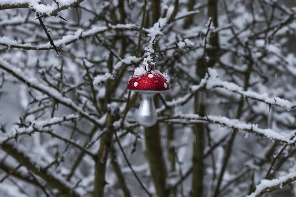 Kerstboom Magische Paddestoel Decoratie — Stockfoto